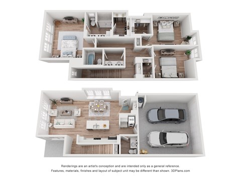 Floor plan for 3 beds, 2.5 baths, 1440 sqft